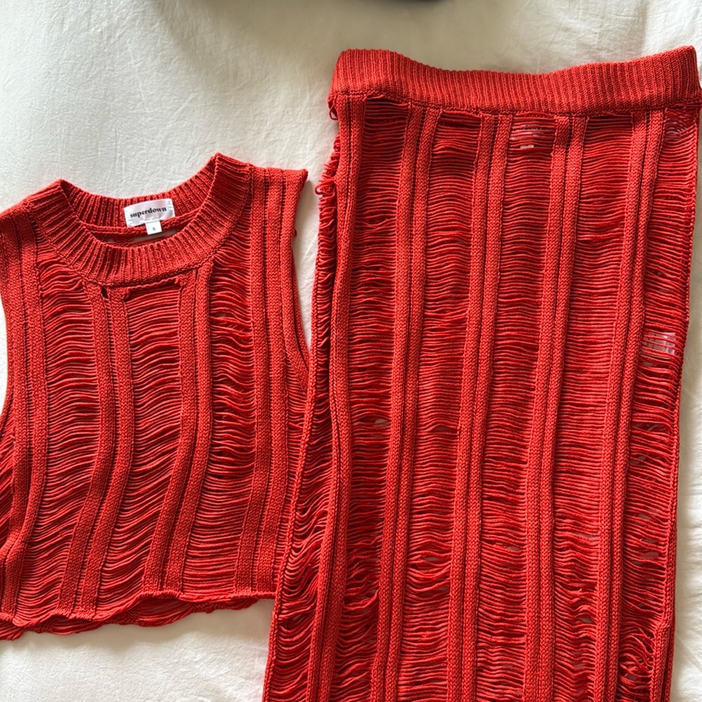 superdown Red Knit Skirt Set